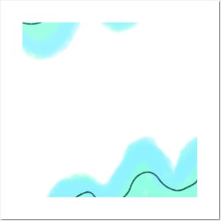 Green blue watercolor abstract art Posters and Art